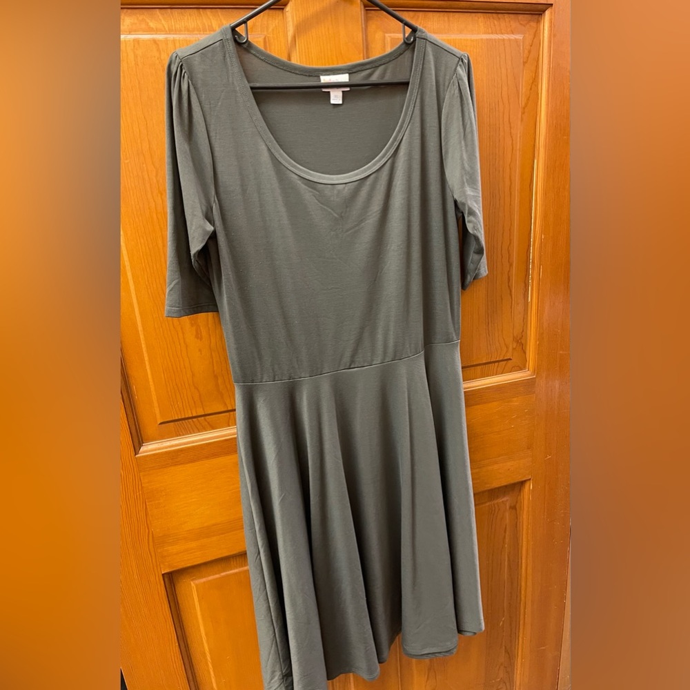 LuLaRoe Nicole dress. Gently worn once. Matte charcoal gray color.